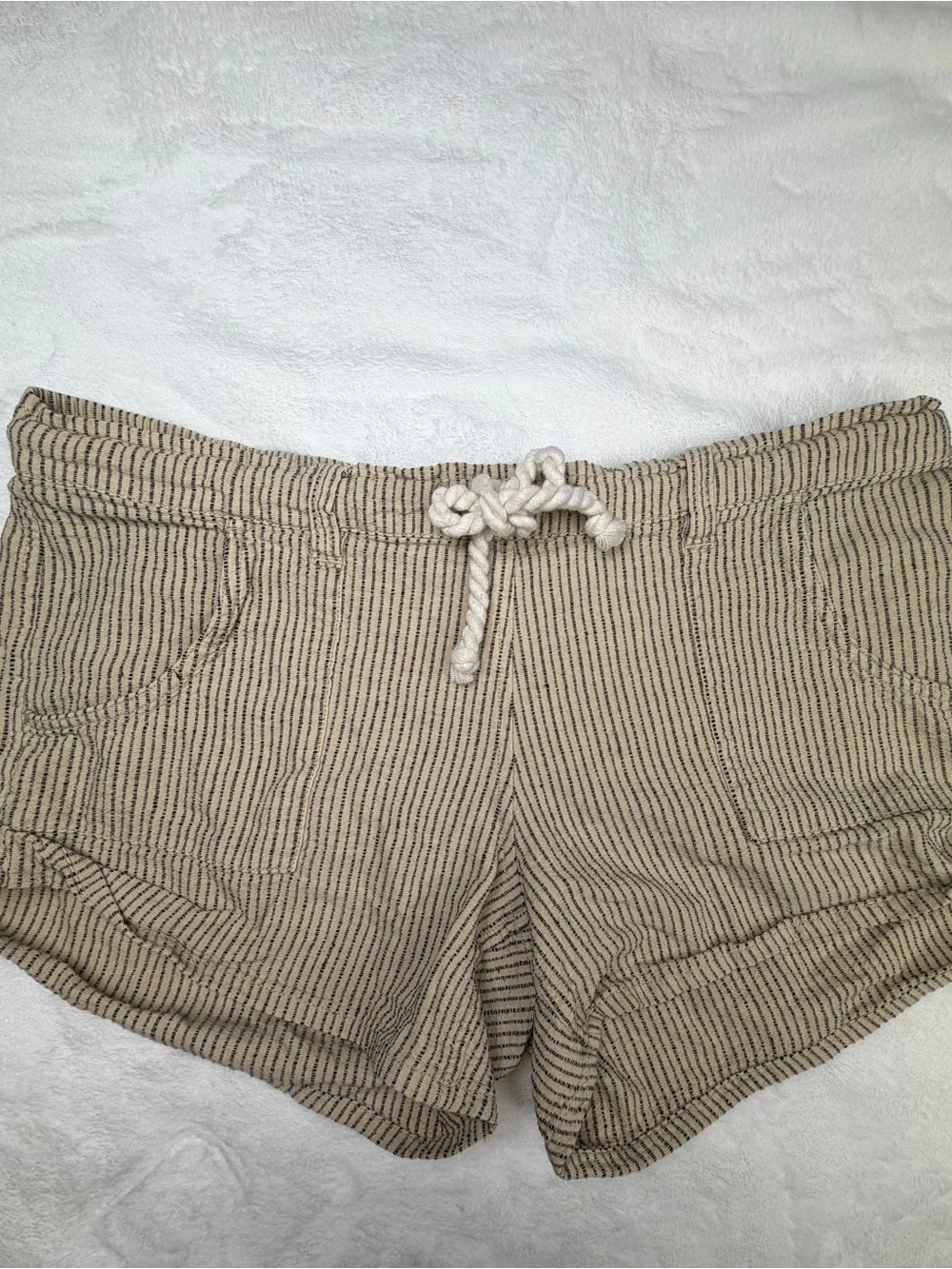 O'Neill Beige Striped Drawstring Women's Athletic Shorts
